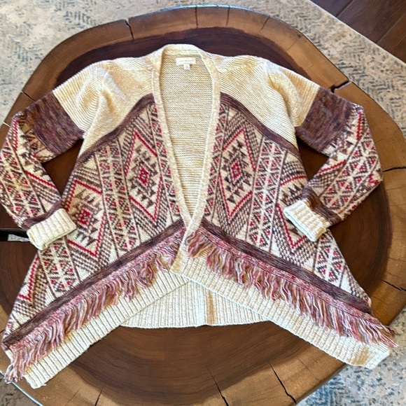 Lucky Brand Sweaters - Lucky Brand Open Front Aztec Cardigan with fringe/ Size medium